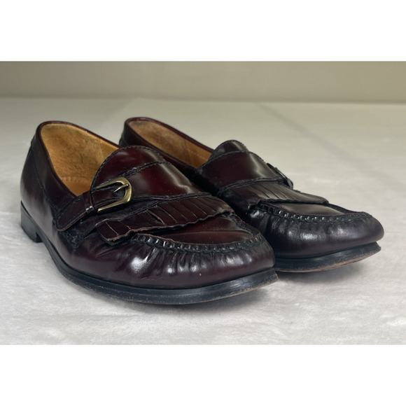 Cole Haan Buckle Leather Kiltie Tassel Slip On Loafer Shoes Mens 9D Burgundy main image 12